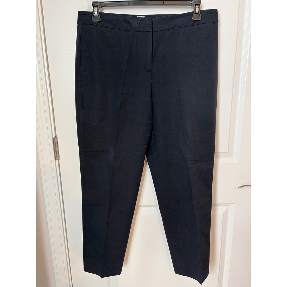Talbots Curvy Fit Ankle Pants Navy Blue Size 12 Tapered Leg Trousers Office Wear